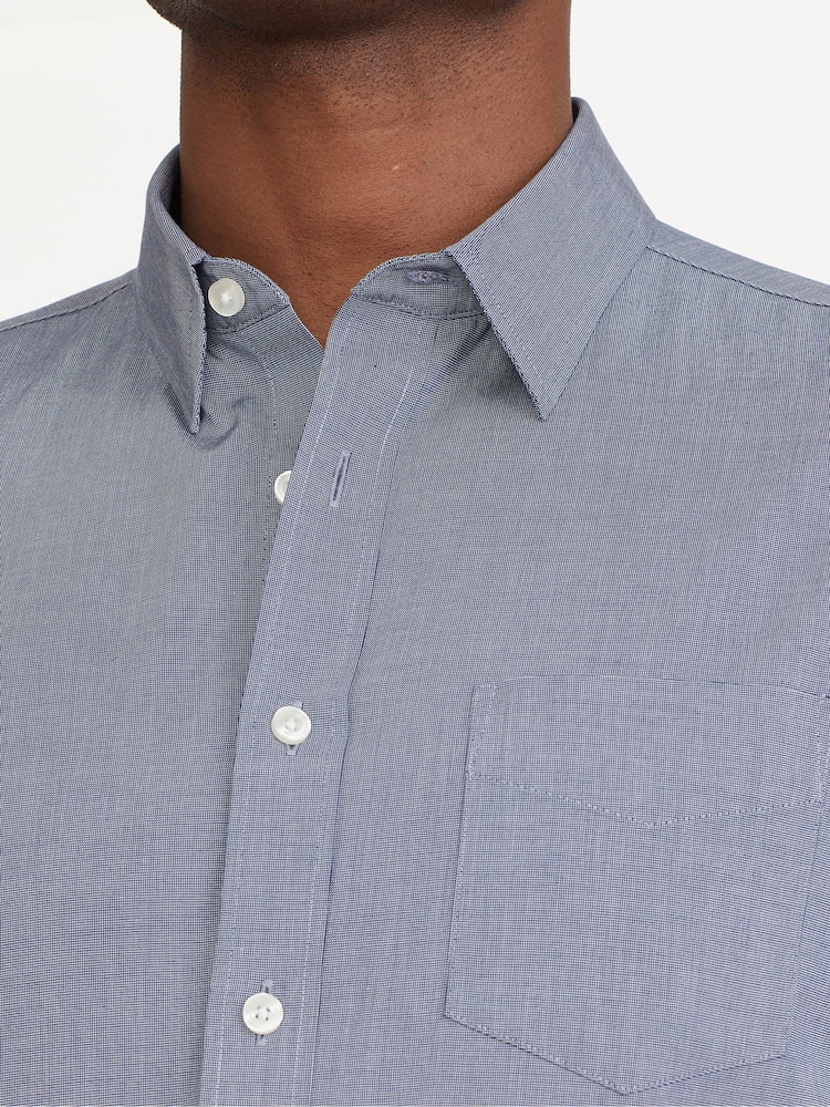 UNTUCKit Blue 100% Cotton Wrinkle-Free Short-Sleeve Slim Fit Petrus Shirt - Image 4 of 5
