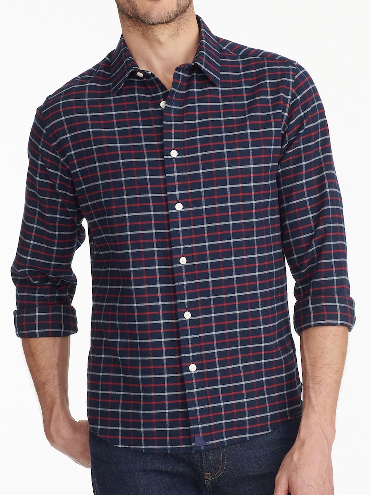 UNTUCKit Blue Dark 100% Cotton Flannel Regular Fit Bozeman Shirt - Image 3 of 6
