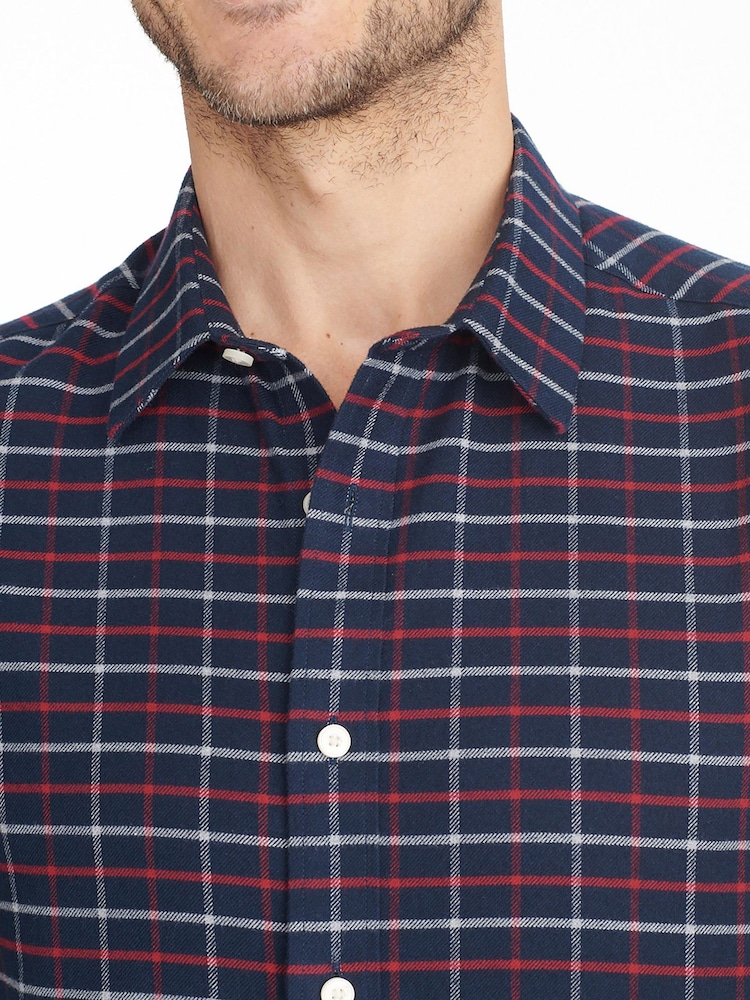 UNTUCKit Blue Dark 100% Cotton Flannel Regular Fit Bozeman Shirt - Image 4 of 6