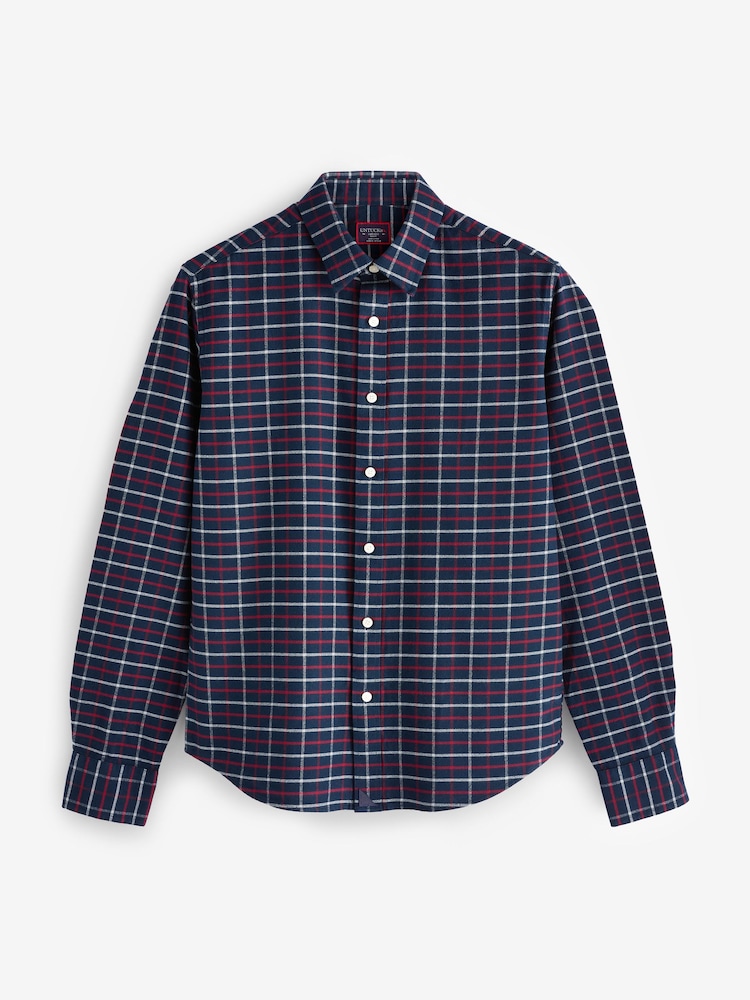 UNTUCKit Blue Dark 100% Cotton Flannel Regular Fit Bozeman Shirt - Image 5 of 6