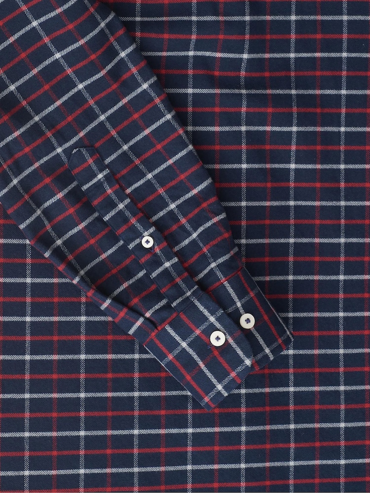 UNTUCKit Blue Dark 100% Cotton Flannel Regular Fit Bozeman Shirt - Image 6 of 6