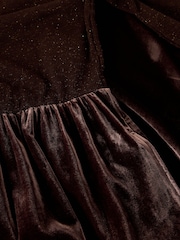 White Stuff Brown Vice Velvet Mix Dress - Image 6 of 6