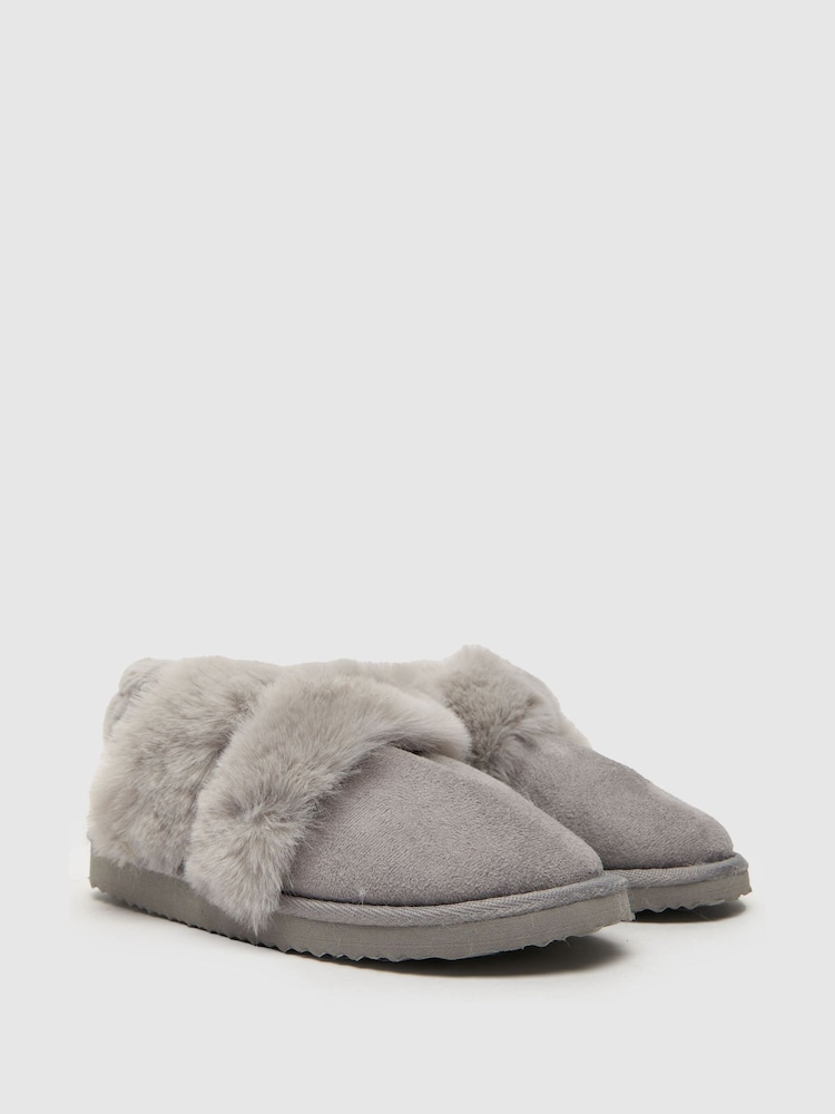 Schuh Grey Harper Faux Fur Mules - Image 2 of 4