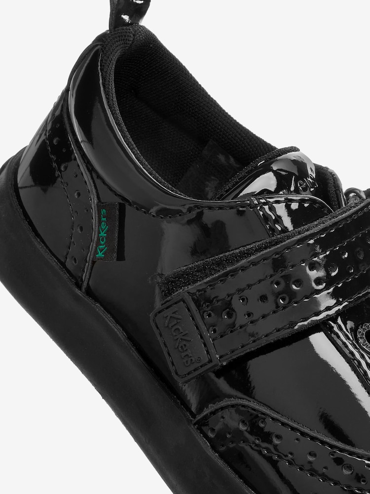 Kickers Black Junior Tovni Brogue Patent Leather Shoes - Image 9 of 9
