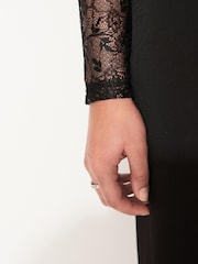 Black Black Long Sleeve Lace Insert Mini Dress - Image 5 of 7