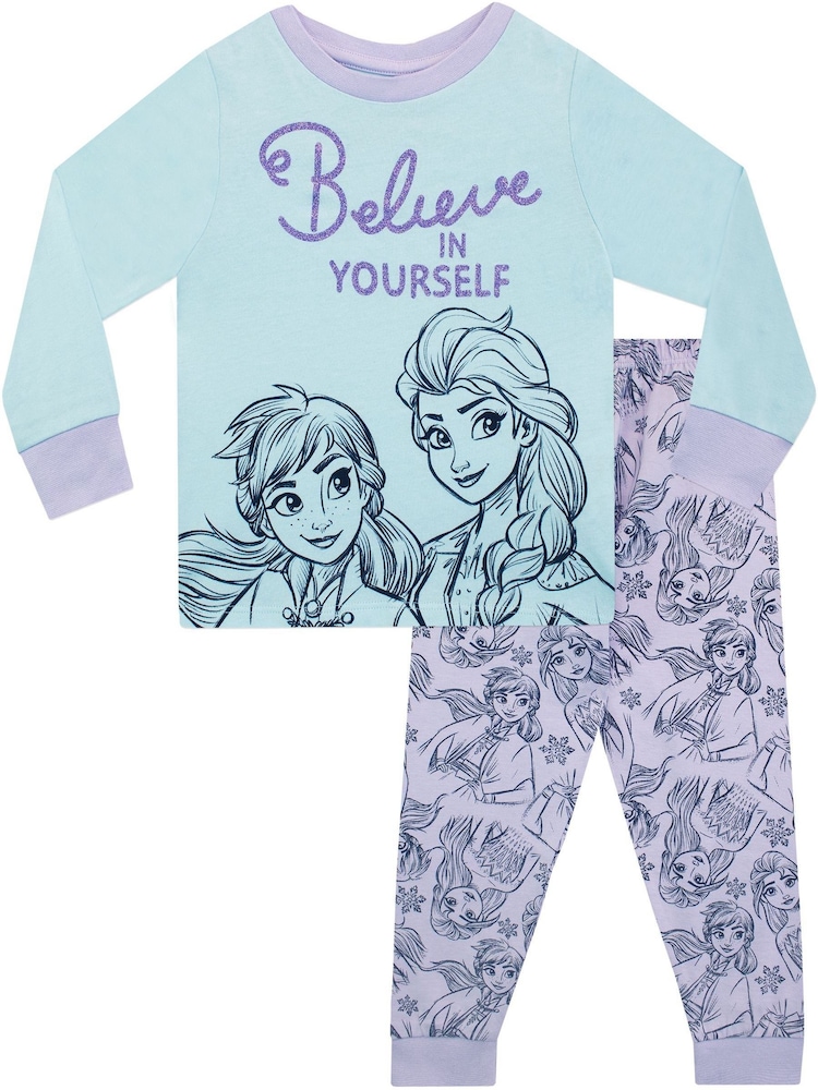 Character Blue Frozen Disney Frozen Long Sleeve Pyjamas - Image 1 of 5