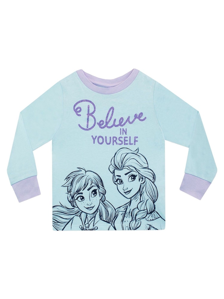 Character Blue Frozen Disney Frozen Long Sleeve Pyjamas - Image 2 of 5