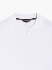 French Connection Cotton Textured Knit Open V-Neck Collar Short Sleeve Polo Shirt - Larawan 5 ng 6