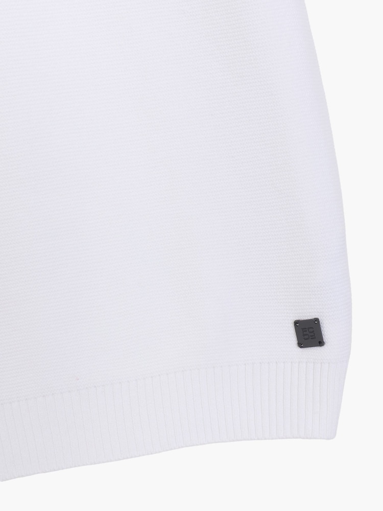 French Connection Cotton Textured Knit Open V-Neck Collar Short Sleeve Polo Shirt - Larawan 6 ng 6