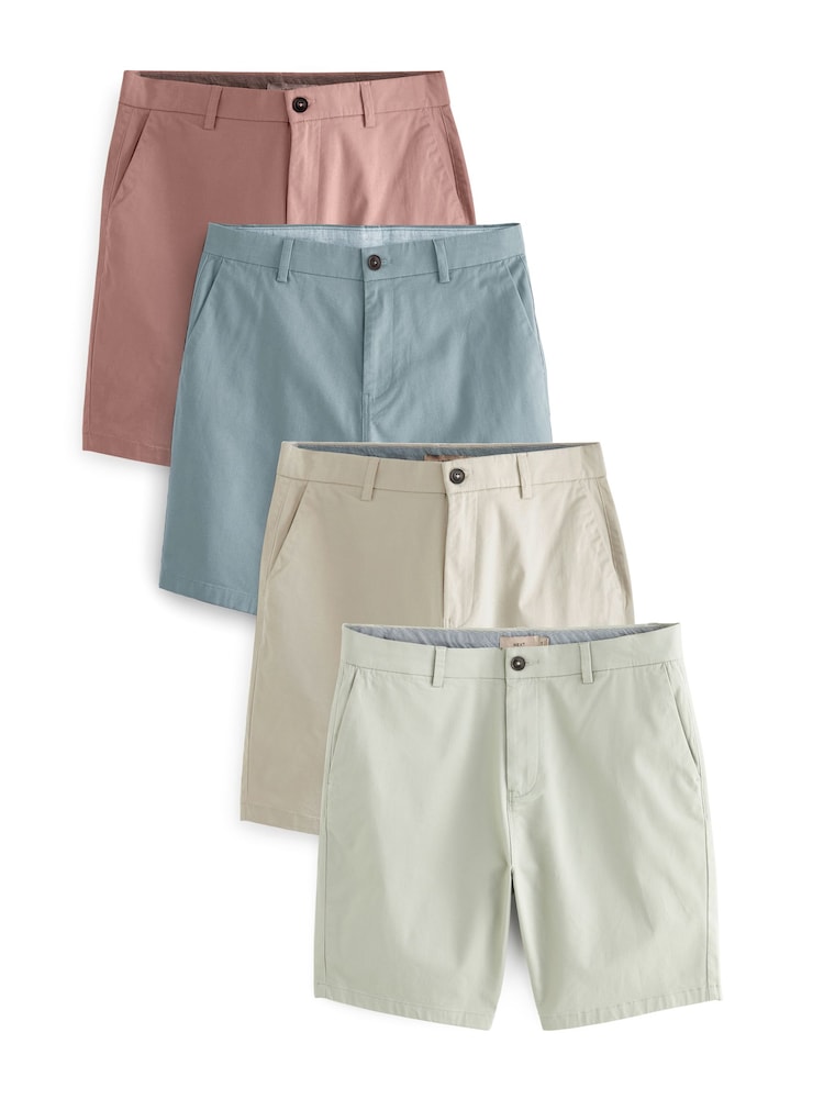 Mehrfarbig/Pastell - Gerade Passform - Stretch-Chinoshorts, 4er-Pack - Image 1 of 15