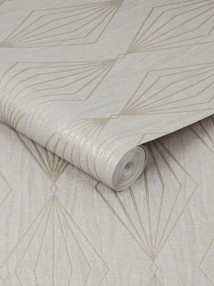 Art For The Home Light Grey Boutique Marquise Geo 10M Wallpaper - Image 3 of 3