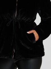 South Beach Black Faux Fur Jacket with Waits Ties - Image 6 of 6