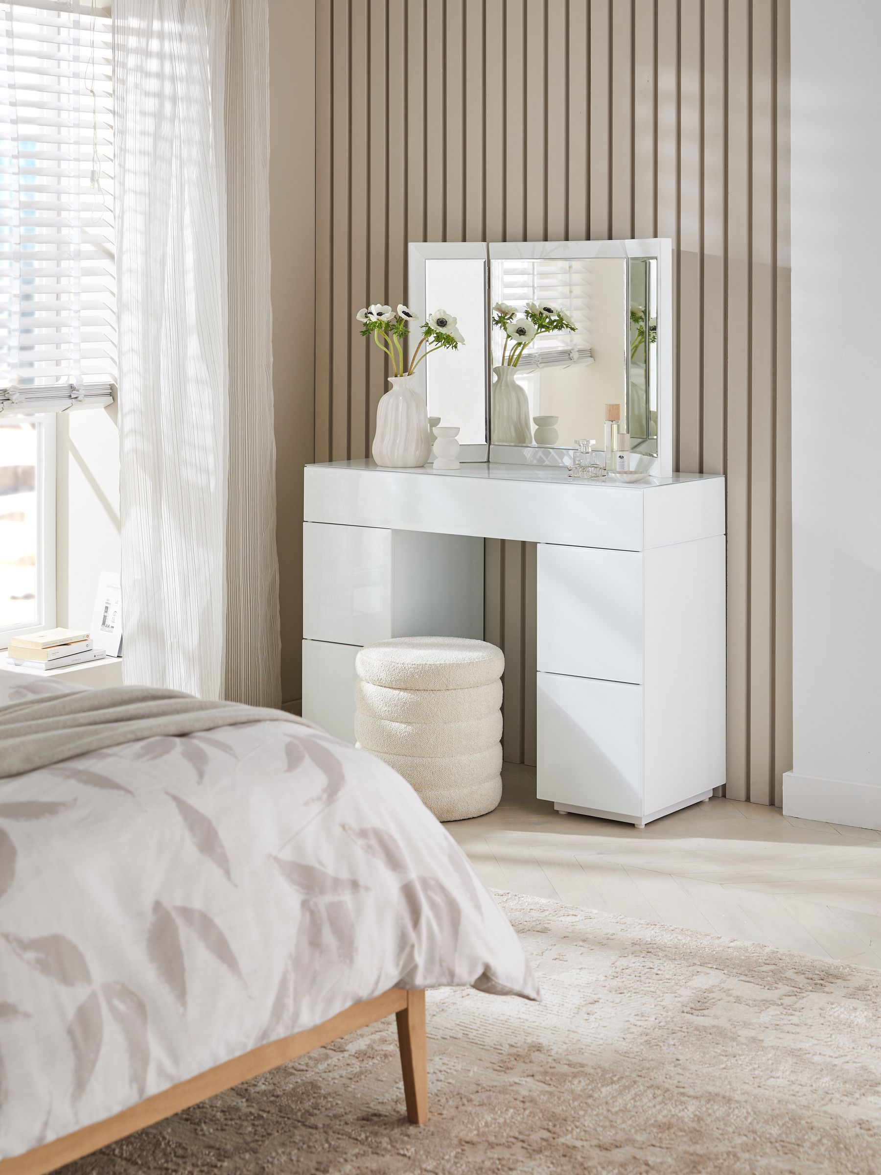 Buy White Sloane Glass Collection Luxe 5 Drawer Console Dressing Table from the Next UK online shop