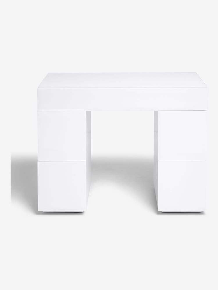 White Sloane Glass Collection Luxe 5 Drawer Console Dressing Table - Image 5 of 5