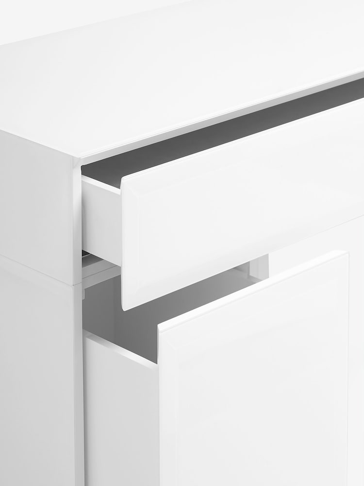 White Sloane Glass Collection Luxe 5 Drawer Console Dressing Table - Image 8 of 8 White Sloane Glass Collection Luxe 5 Drawer Console Dressing Table - Image 8 of 8