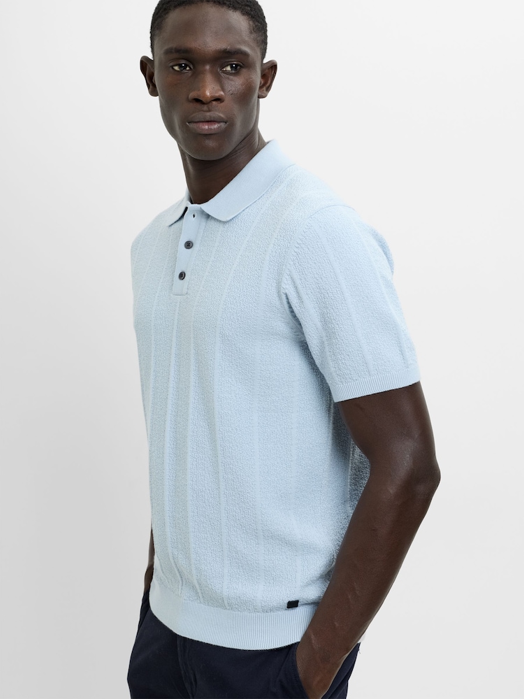Tricou polo din bumbac, tricotat texturat vertical, cu mânecă scurtă și nasturi French Connection - Imaginea 1 din 4 Tricou polo din bumbac, tricotat texturat vertical, cu mânecă scurtă și nasturi French Connection - Imaginea 1 din 4