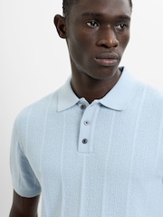 Tricou polo din bumbac, tricotat texturat vertical, cu mânecă scurtă și nasturi French Connection - Imaginea 2 din 4