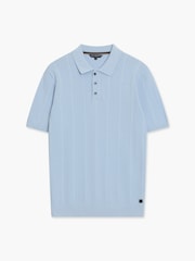 Tricou polo din bumbac, tricotat texturat vertical, cu mânecă scurtă și nasturi French Connection - Imaginea 3 din 4