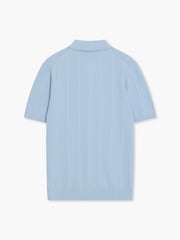 Tricou polo din bumbac, tricotat texturat vertical, cu mânecă scurtă și nasturi French Connection - Imaginea 4 din 4