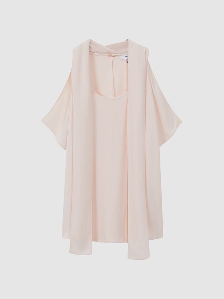 Reiss Nude Calista Tie Neck Draped Blouse - Image 2 of 5