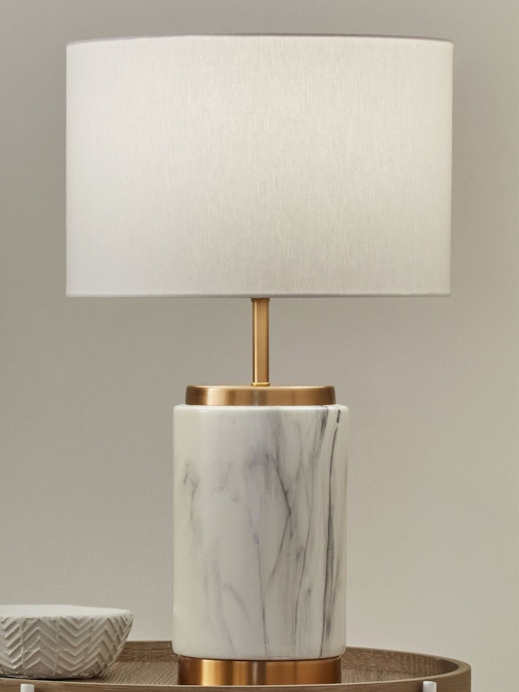 Pacific Natural Carrara Marble Effect Ceramic Table Lamp - Image 1 of 1
