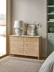 Light Natural Clementine Oak Veneer 6 Drawer Wide Chest of Drawers - Image 2 of 8