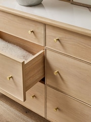 Light Natural Clementine Oak Veneer 6 Drawer Wide Chest of Drawers - Image 3 of 8