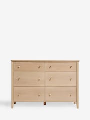 Light Natural Clementine Oak Veneer 6 Drawer Wide Chest of Drawers - Image 4 of 8
