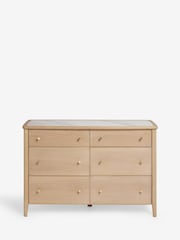 Light Natural Clementine Oak Veneer 6 Drawer Wide Chest of Drawers - Image 5 of 8