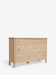 Light Natural Clementine Oak Veneer 6 Drawer Wide Chest of Drawers - Image 6 of 8