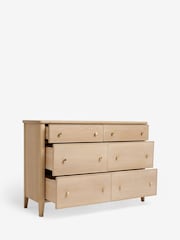 Light Natural Clementine Oak Veneer 6 Drawer Wide Chest of Drawers - Image 7 of 8