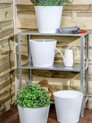 Wham Set of 4 White Garden Studio 26cm Round Plastic Planters - Image 1 of 4