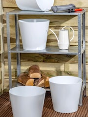 Wham Set of 4 White Garden Studio 26cm Round Plastic Planters - Image 2 of 4