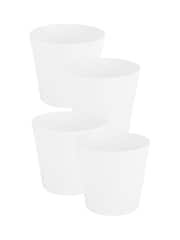 Wham Set of 4 White Garden Studio 26cm Round Plastic Planters - Image 3 of 4