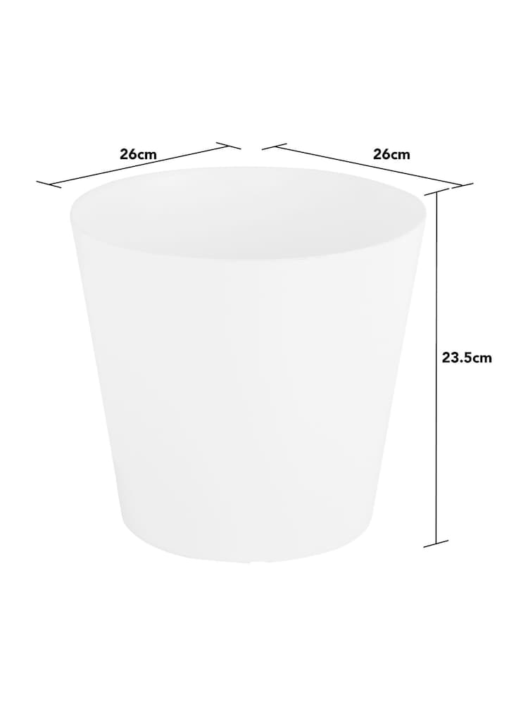 Wham Set of 4 White Garden Studio 26cm Round Plastic Planters - Image 4 of 4