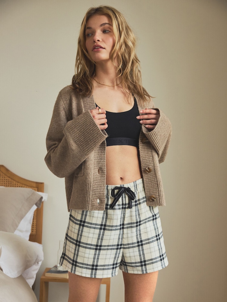 Schwarz/Weiß - Shorts aus 100 % Baumwollflanell im 2er-Pack - Bild 1 von 2