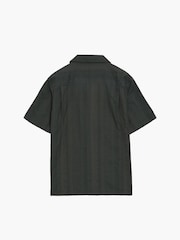 French Connection Green Cotton Textured Stripe Button Short Sleeve Shirt - Image 4 of 6