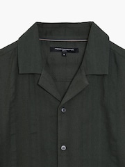 French Connection Green Cotton Textured Stripe Button Short Sleeve Shirt - Image 6 of 6