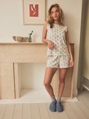 Blau/Ecru - Pyjama mit Rüschen aus 100 % Baumwolle im 2er-Pack - Bild 3 von 10