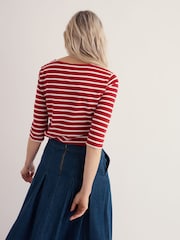 أحمر - بلوزة قطن بطراز بحارة بأكمام 3/4 من Seasalt Cornwall - صورة 3 من 5