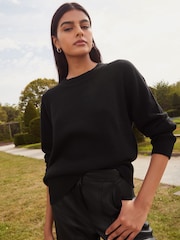 Black Premium 100% Lambswool Crew Neck Jumper - Image 1 of 7