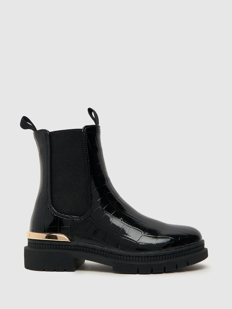 Schuh Calm Black Croc Boots - Image 1 of 4
