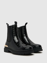Schuh Calm Black Croc Boots - Image 2 of 4
