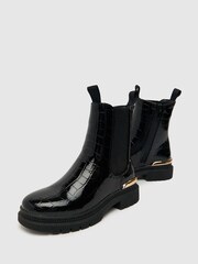 Schuh Calm Black Croc Boots - Image 3 of 4