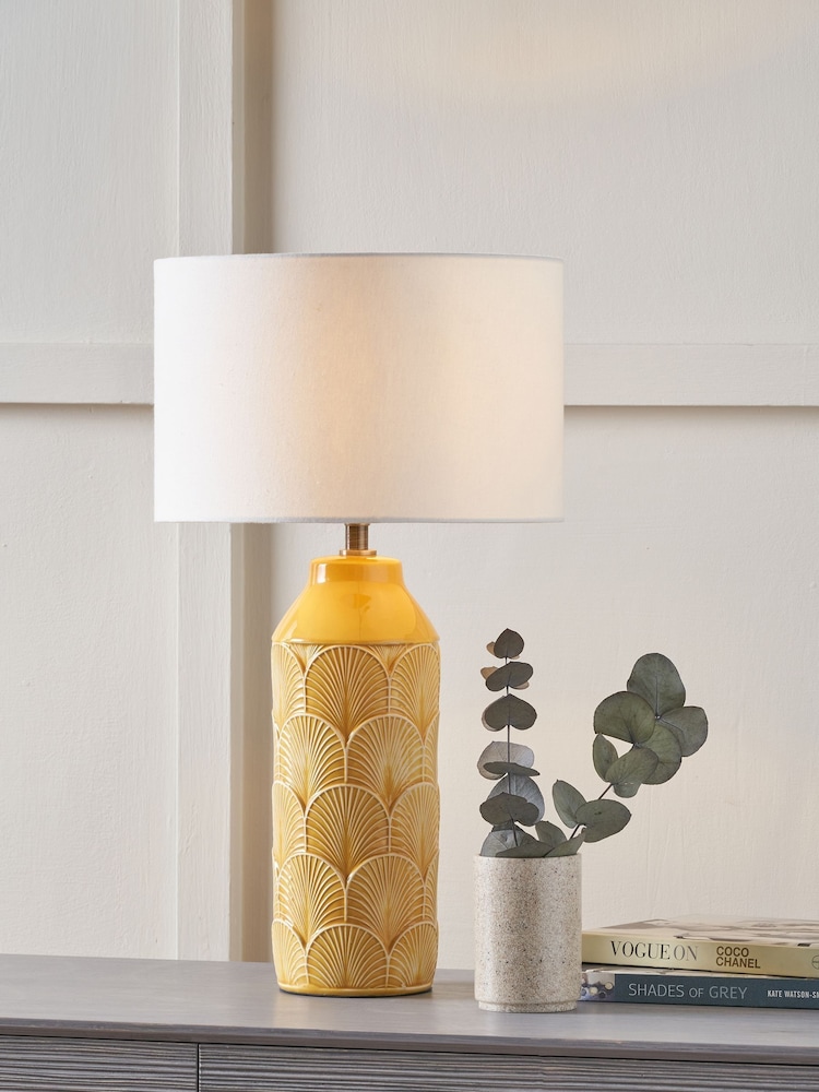 Pacific Yellow Bethan Embossed Ceramic Table Lamp - Image 1 of 7