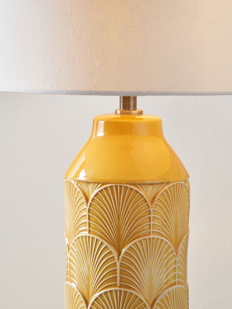 Pacific Yellow Bethan Embossed Ceramic Table Lamp - Image 2 of 7