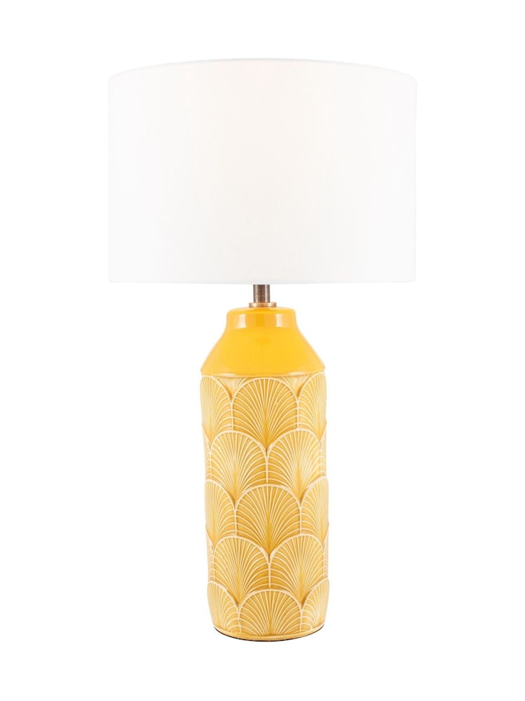 Pacific Yellow Bethan Embossed Ceramic Table Lamp - Image 7 of 7