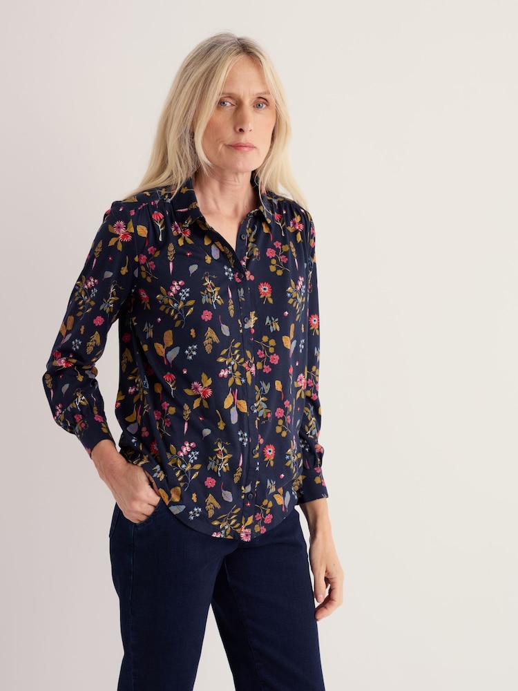 Seasalt Cornwall Blue Meadow Cotton Blend Shirt - Image 1 of 4 Seasalt Cornwall Blue Meadow Cotton Blend Shirt - Image 1 of 4