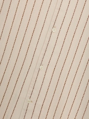 French Connection Cream Cotton Striped Revere Collar Button Short Sleeve Shirt - Image 6 of 6