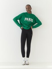 4th & Reckless Green Oversized Otis Boucle Paris Slogan 100% Cotton Sweatshirt - Image 4 of 6